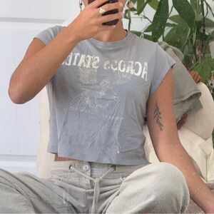 Gray Graphic Crop Top